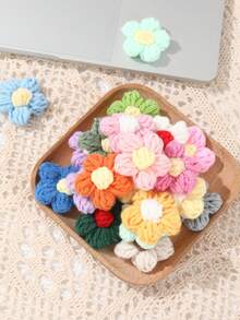 60pcs Colorful Crochet Flower Appliques, Creative DIY Crafts, Hand-Crocheted Flowers, Handmade Decorative Accessories, Handbag, Headband, Hat Embellishments Sewing Clothing Decorations, Birthday Gifts, Babe Shower Decorations, Aesthetic DIY Accessories, Party Favors - Mixed-color Flowers - View 11