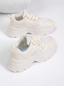 Export Version Chunky Sneakers For Women, Fashionable Waterproof Non-Slip Durable Tennis Shoes, Running Fitness Workout Shoes, Suitable For Petite - Beige - View 2