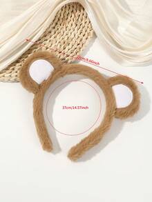 1个时尚卡通毛绒熊耳发箍动物耳朵发圈头饰 - 彩色 - 查看 9