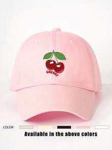 1 Pc Cherry Print Adjustable Baseball Cap, Outdoor Sun Protection Casual Hat Suitable For Spring, Autumn, Travel, Beach, Y2K Style Youth Cap - Baseball Cap - View 19