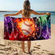 1 pieza Toalla de playa con diseño de llama acuarela, manta de playa extra grande de microfibra súper suave, toalla de baño súper absorbente, adecuada para viajes, piscina, buceo, surf, yoga, camping, disponible en varios tamaños, accesorios de playa para playa, piscina, viajes, camping, yoga, decoración de baño - Multicolor - Ver 8