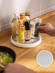 1pc Rotating Circular Kitchen Storage Tray, Convenient Access - Grey - View 8