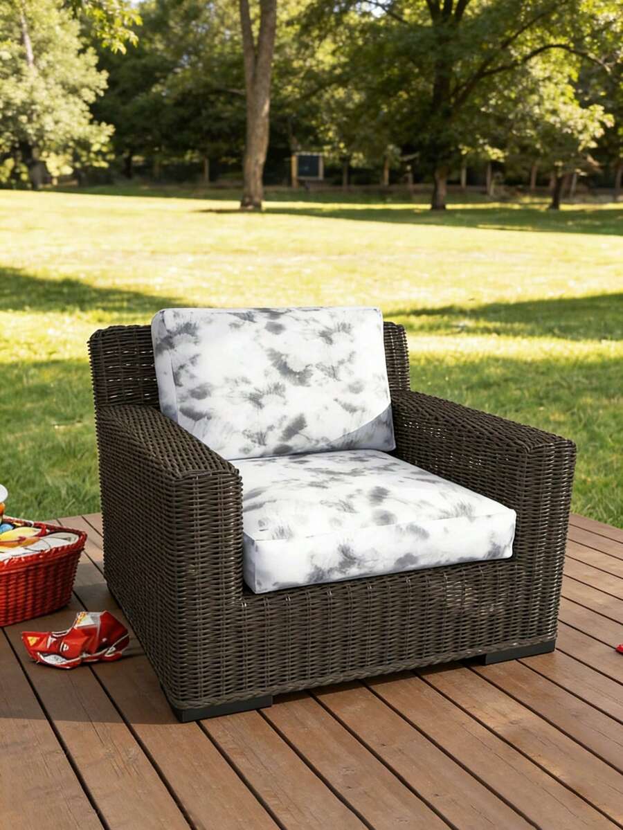 1pc Tropical Rainforest Plant & Floral Print Milk Silk Sofa Cushion Cover, High Elasticity Dust-Proof Washable All Season Outdoor Rattan Sofa Slipcover - Multicolor - View 1
