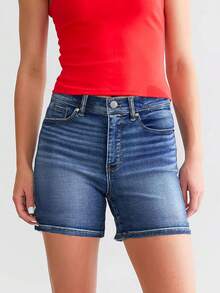 Women's Simple Denim Shorts Classic Denim Blue - Màu xanh lam - Xem 1