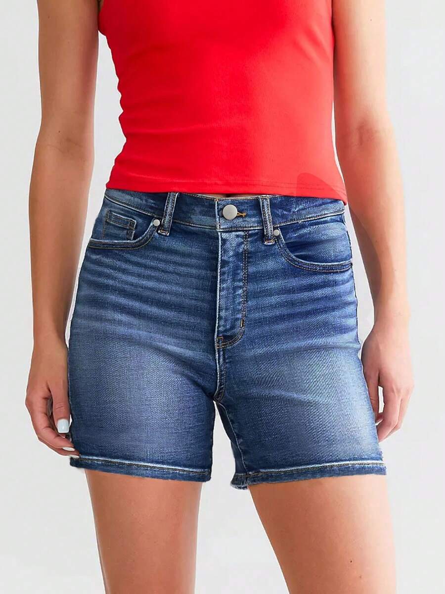 Women's Simple Denim Shorts Classic Denim Blue - Màu xanh lam - Xem 1