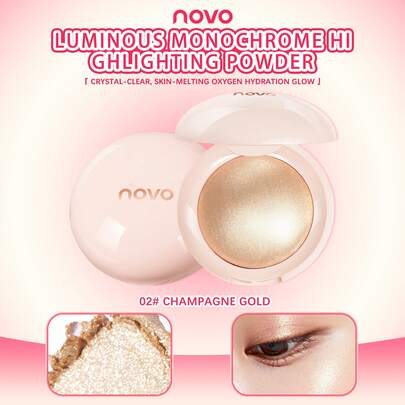 NOVO Fine Glitter Highlighter Powder, Luminous Pearlescent Finish, Skin-Friendly, Face Brightening, Long-Lasting, Suitable For Daily Makeup, Parties, Music Festivals, Celebrations, Holidays, New Year, Autumn/Winter, Great Value