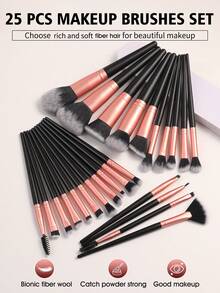 38PCS Makeup Tools Set Including:25PCS Makeup Brush Set+1pc Multi-Functional Zipper Toiletry And Cosmetic Bag Waterproof+3PCS Makeup Sponges+3PCS Triangle Powder Puffs+1pc Hairband+2PCS Hand Bowl Strap+1pc Makeup Brush Cleaning Tools+2PCS Hair Comb - Black - View 2