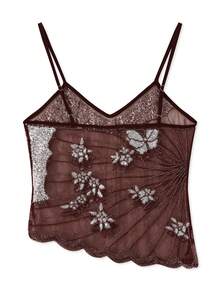 Mermaid Girl Fantasy Irregular Sequin Mesh Suspender Vest Sexy Hot Girl Top 2025 Summer Women's Design Sense - 深棕色 - 查看 4