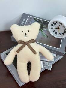 25 cm/9,84 Zoll beiger Teddybär Plüschspielzeug, niedlicher Schleife Kuscheltier, hautfreundliches weiches Plüschtier für Babys & Kinder, perfektes Geschenk für Babyparty, Geburtstag, Weihnachten, süße Akzentdekoration für Kinderzimmer - Champagnerfarben - Übersicht 7