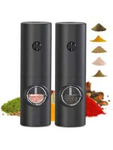 Electric Salt And Pepper Grinder Set With Base, Pepper Mill, Coarse Grinder, Battery Powered, Electric Grinder, Electric Salt And Pepper Mill, Salt And Pepper Grinder, Ideal For Home And Kitchen Use (Battery Operated)