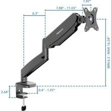 Monitor Arm - Single Monitor Desk, Articulating Gas Spring Arm, Fully Adjustable 13 - 32 Screens, VESA 75x75 100x100, Clamp Grommet Base, Holds 17.6 Lbs - Default - 查看 11