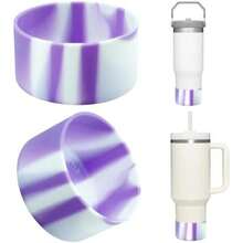 Upgrade 2PCS Protective Silicone Boot For Adventure 40oz 30oz IceFlow 20oz 30oz Tumbler, Water Bottle Bottom Sleeve Cover Accessories For Mug Cup()(Purple+White 20-40 Fl Oz) - 彩色 - 查看 1