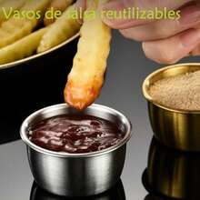 CYPN6 Piezas de Recipientes para Aderezos de Acero Inoxidable Tazas para Salsas Reutilizables con Tapa de Silicona Antifugas Juego de 6 Colores Cocina Ensaladas SalsasFashion - Multicolor - Ver 6