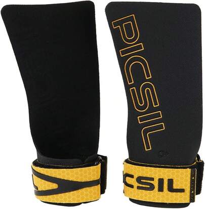 PICSIL Golden Eagle - Manos sin dedos, agarre para entrenamiento cruzado, gimnasio, boxeo, levantamiento de pesas, evita ampollas y desgarros, mayor retención de magnesio, unisex