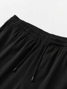 Quần short cargo nam thường ngày, quần short Bermuda ống đứng tối giản thời trang có dây rút. - màu đen - Xem 6