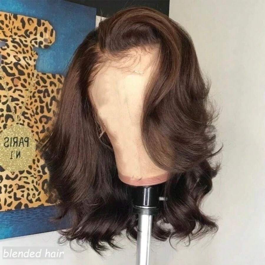 12Inch Brown 180% Density Bye Bye Knots Wig No Glue Wig Human Blended Hair Pre-Drawn Pre-Cut 13x4 HD Lace Closed Wig Human Blended Hair Body Wave Lace Front Wig Human Blended Hair Women's Wear Up Wig,10-36Inch - Brown - View 1