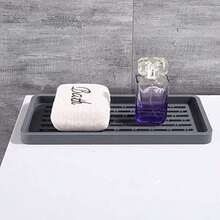 Kitchen And Bath Sink Organizer - Multi-Use Silicone Tray For Soap Cleaning Brush Scouring Pad - Non-Slip Heat Resistance Dishwasher  Gray - như hình ảnh - Xem 3