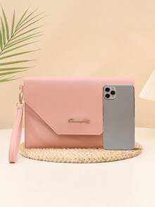 1pc Envelope Bag, Homework Storage Bag, Office & Study Supplies, Tutoring Handbag, Pink PU Leather Document Folder, File Bag, Homework Storage Bag, Pink Handbag