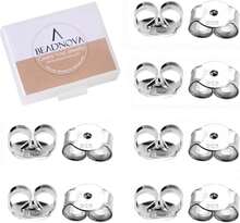 BEADNOVA Respaldos de pendientes de plata de ley 925 con mariposa, respaldos de pendientes de cierre para pendientes de botón, hipoalergénicos, recambios seguros para postes de pendientes (12 piezas) - ColorA - Ver 1