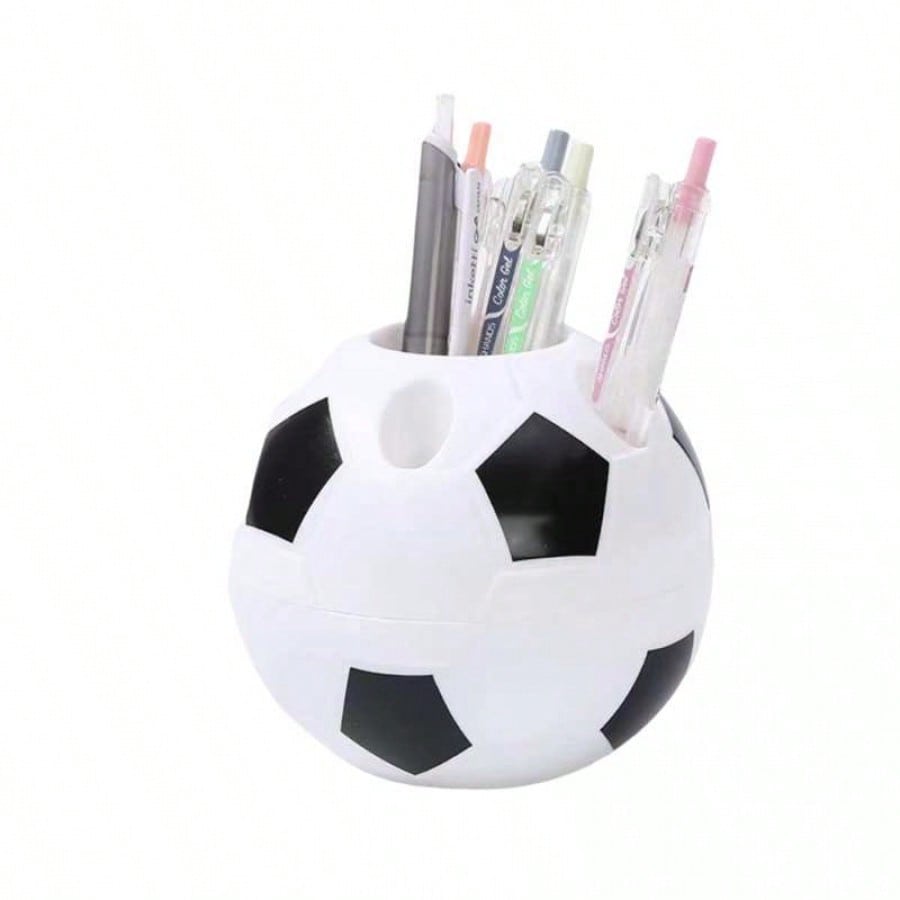 Portalápices con temática de fútbol - blanco y negro