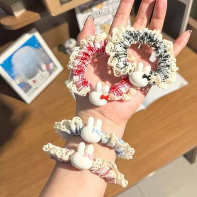 正品兔子发箍和发圈套装 - 可爱卡通设计，柔软舒适材质，防滑发饰，适合日常佩戴、派对和送礼