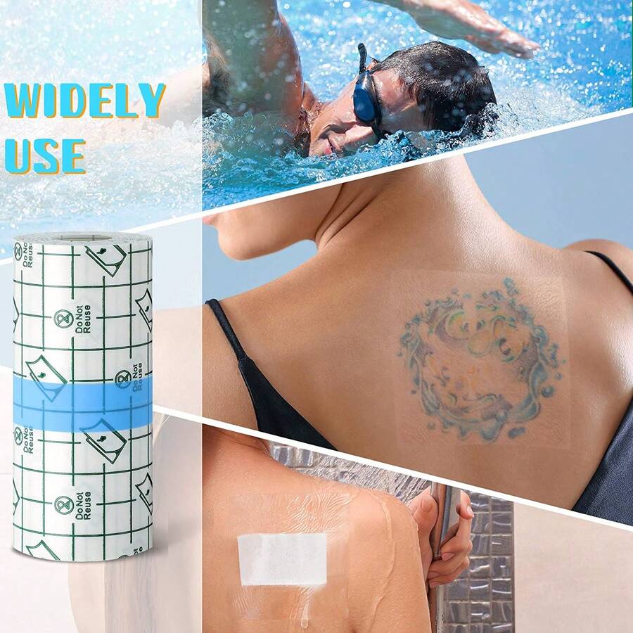 1 Cuộn băng keo PU trong suốt, chống thấm nước, mỏng, thoáng khí, dùng để băng bó vết thương, dài 196,85 inch/5 mét. - Nhiều màu - Xem 1