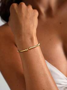 U7 Unisex Simple Cuff Bracelet 18K  Platinum Plated Fine Bracelets Fashion Jewelry Open Bangle Cuff Bracelets, Twisted Or Heart Style - B. Vòng tay đơn giản - Vàng - Xem 8
