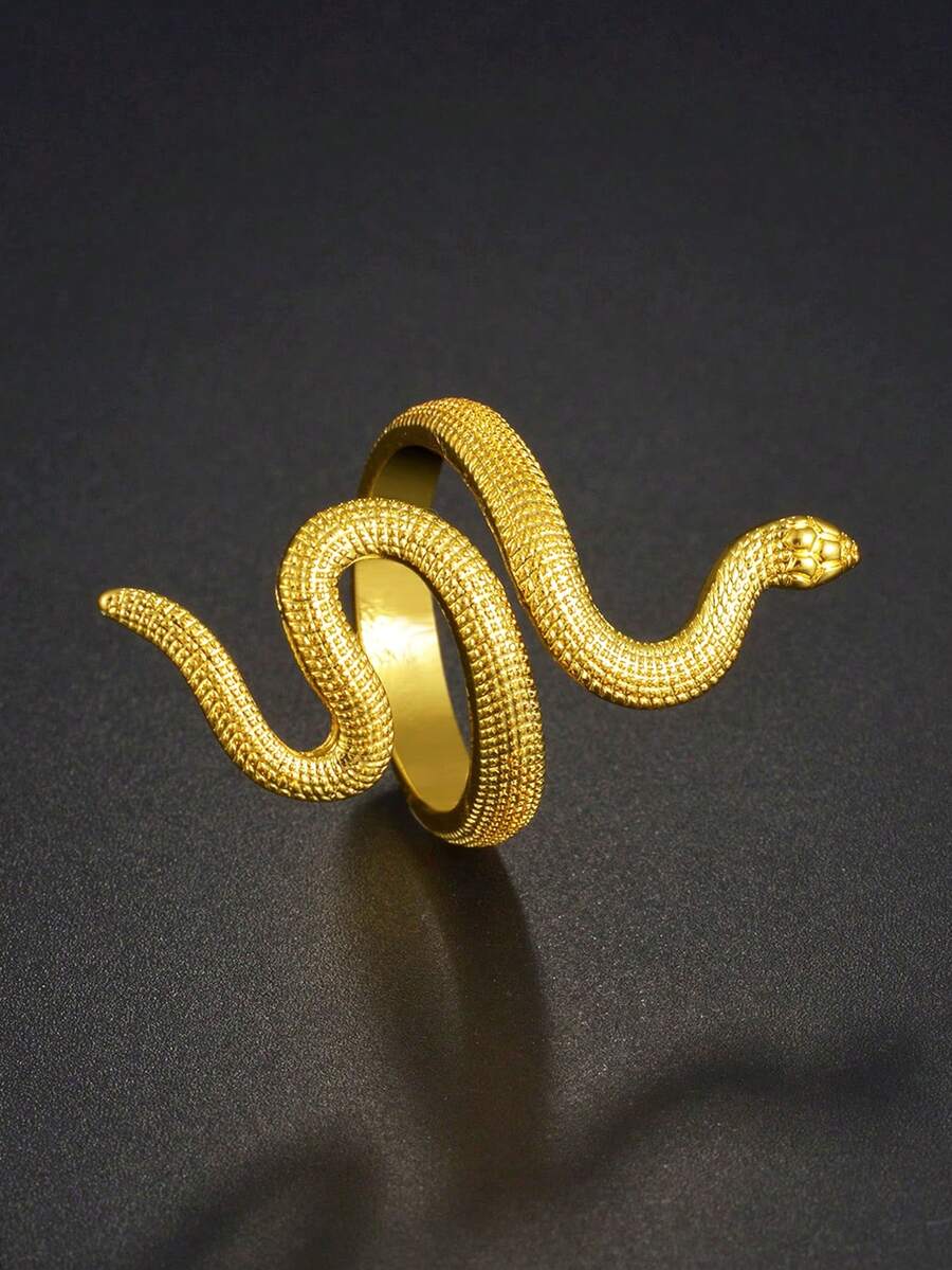1枚时尚独特盘绕蛇形金属戒指