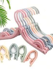 Percha de ropa plegable y portátil para viajes - Tendedero ahorra espacio, diseño de plástico multicolor, ideal para cruceros y viajes, tendedero de ropa - Multicolor - Ver 7