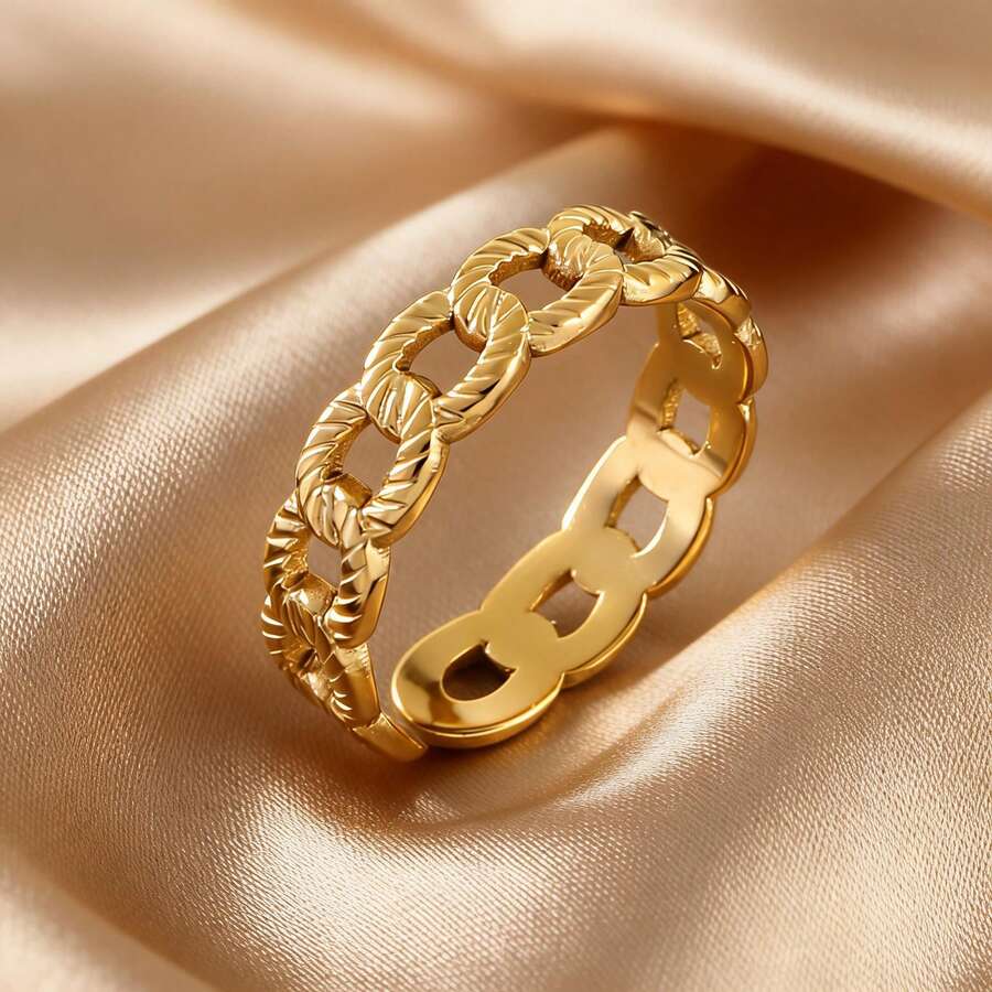 1. Nhẫn phong cách tối giản - Thiết kế mở có thể điều chỉnh, phụ kiện unisex thời trang và thanh lịch với họa tiết trang trí, đặc biệt phù hợp để đeo hàng ngày và trong các dịp lễ. - nhẫn - Xem 1