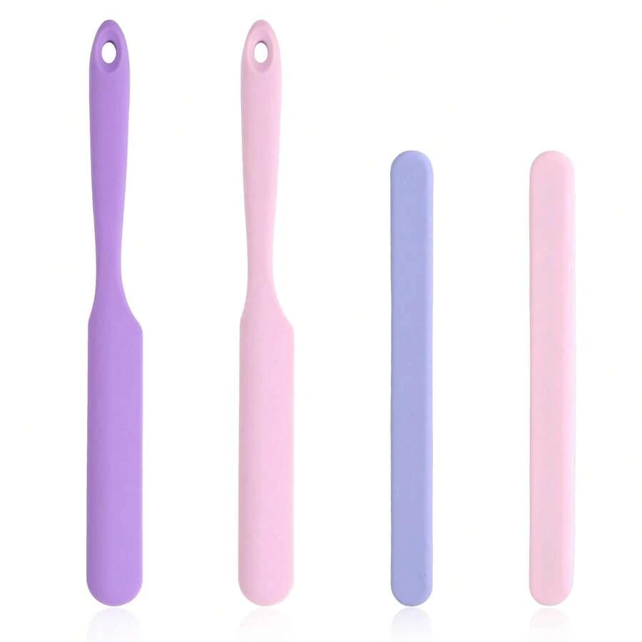 Clofiak 4PCS Silicone Wax Stick, Reusable Non Stick Waxing Applicator, Hair Removal Waxing Spatulas, Popsicle Sticks For Beauty Cosmetics Home Salon Body Use - 紅白色 - 查看 1