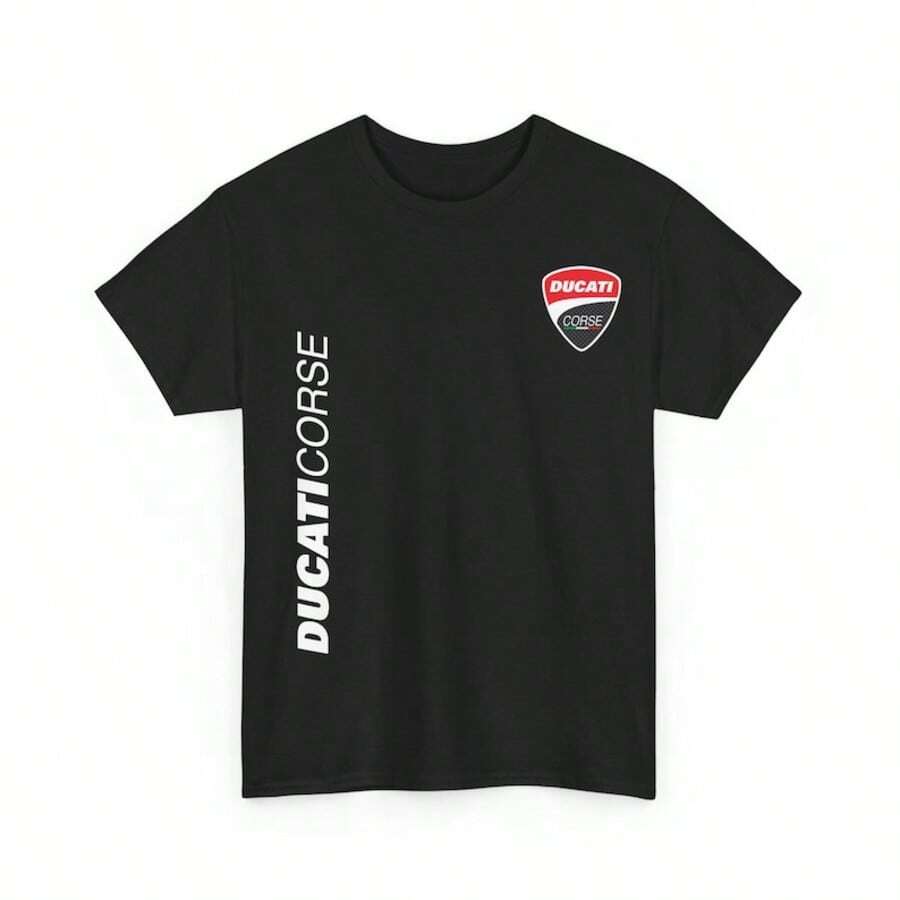 Ducati Corse Tee _ Motorcycle Racing Logo Shirt - Black - View 1