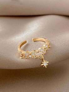 Chain Ring For Women, Light Luxury, Exquisite, Fashionable, Personalized Ins Style Open Ring - Yellow Gold - View 4