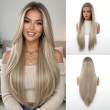 13x4 HD Lace Front Wig: Silky Long Ombre Brown – Undetectable Hairline, Breathable & Fluffy For Effortless Gorgeous Looks Synthetic Lace Wig - Multicolor - View 13