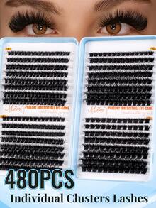 640/570/480/300pcs D-Curl Eyelash Extensions, High Capacity DIY Eyelash Extension Kit, Suitable For Beginners, Long-Lasting And Durable, Single Lashes, Mixed Styles, DIY Eyelash Clusters, Easy To Create Charming Eyes At Home, Essential Makeup, Large Capacity Eyelash Set, Suitable For Travel, Daily Wear (Suitable For Beginners), Weddings, Dates, Parties, Holidays, Also Suitable As Christmas/Halloween/Gift Eyelash Set. - D - 查看 1