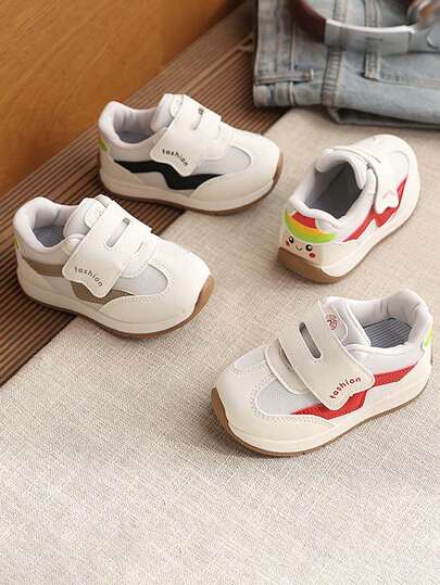 1 Pair Toddler Girls/Boys Soft Bottom Anti-Slip Closed Toe Casual Lightweight Breathable Sports Shoes With Hook And Loop Closure, Comfortable Outdoor Running Sneakers, Suitable For All Seasons