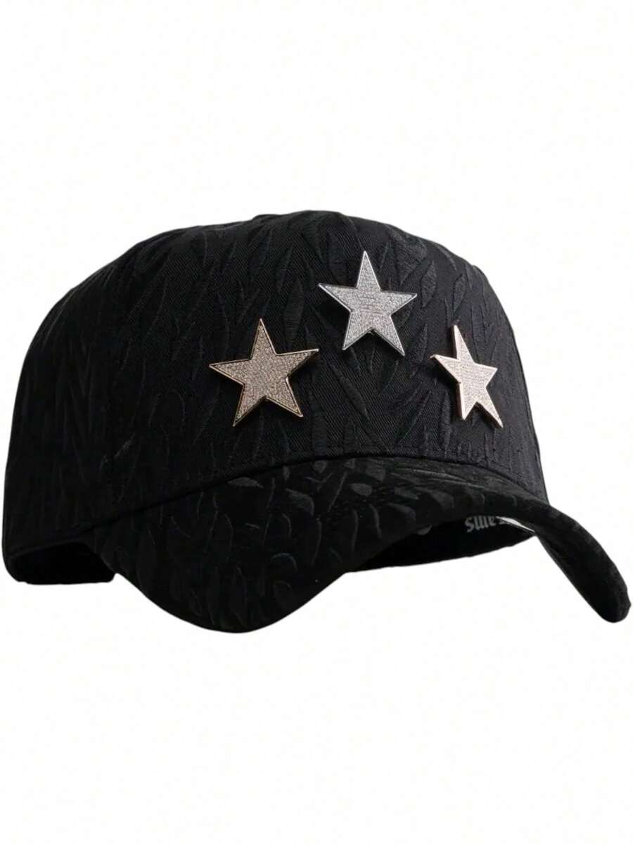 Gorra Barbas Hats rockstar x Ct  Negro Ajustable Liso tres estrellas - Negro - Ver 1