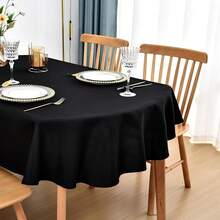 [Free Shipping]Oval Tablecloth 60x102 Inch Polyester Fabric Table Cloth Solid Black Heavy Duty Table Cover Washable For Dinning Kitchen Home Party - Black102inchx60inchOval - View 1
