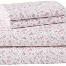 - Juego de sbanas Individuales, Ropa de Cama de Franela de algodn, Cepillado para Mayor suavidad y Comodidad (Paisley Prance Pink, Individual) - individual+blanco y rosa - Ver 4
