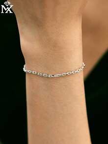 SYMFNY 1pc Fashionable Minimalist S925 Silver Geometric Shaped Chain Bracelet, Suitable For Women's Daily Wear - Silver - View 5