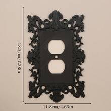 1 khung trang trí công tắc điện kiểu Gothic cổ điển, chạm khắc hoa văn màu đen, thích hợp để trang trí công tắc phòng khách, phòng ngủ. Sản phẩm kèm theo ốc vít, không cần nguồn điện. - màu đen - Xem 3