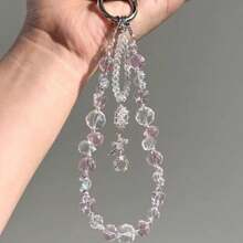 1pc Crystal Beaded Phone Wrist Strap With Tether Tab Cute Phone Bracelet Strap For Women Blingbling Sparkling Cell Phones Wrist Straps Beaded - Multicolor - View 10