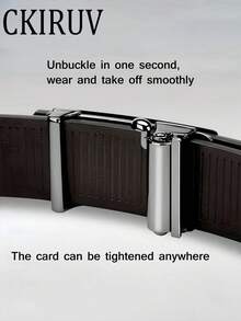 Men's Automatic Buckle Belt, Durable Business Casual Waist Belt, One-Handed Operation, Adjustable Standard Size, Fashionable Accessory - Gold - View 3