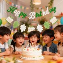 Kids Boys Girls Daisy Floral Green White Flower Leaf Cake Birthday Party Backdrop Wall Hanging Banner - Multicolor - View 12