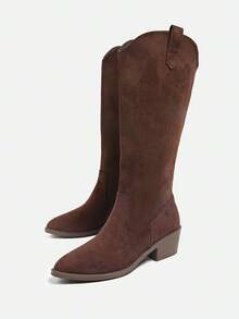 Fall/Winter Fashionable 2025 Western Pointed Toe Suede Over-The-Knee Tall Boots For Women,Cowboy Boots - Brown - View 9