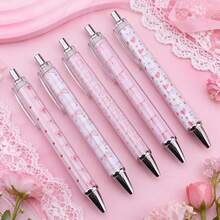 10支粉色爱心蝴蝶图案圆珠笔，高品质速干，可爱爱心造型，适合情人节 - 黑色 - 查看 2