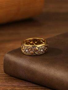 AHEY 1pc Fashionable Vintage Bohemian Inspired Creative Minimalist Engagement Ring With Exquisite Design Suitable For Women Daily Wear - 黃金 - 查看 6