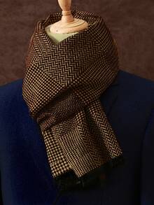 1pc Men's Business Scarf, Luxury Scarf 180*30CM, Unisex, Fashion Classic Printed Tassel Shawl Plaid Scarf - Multicolor - View 2