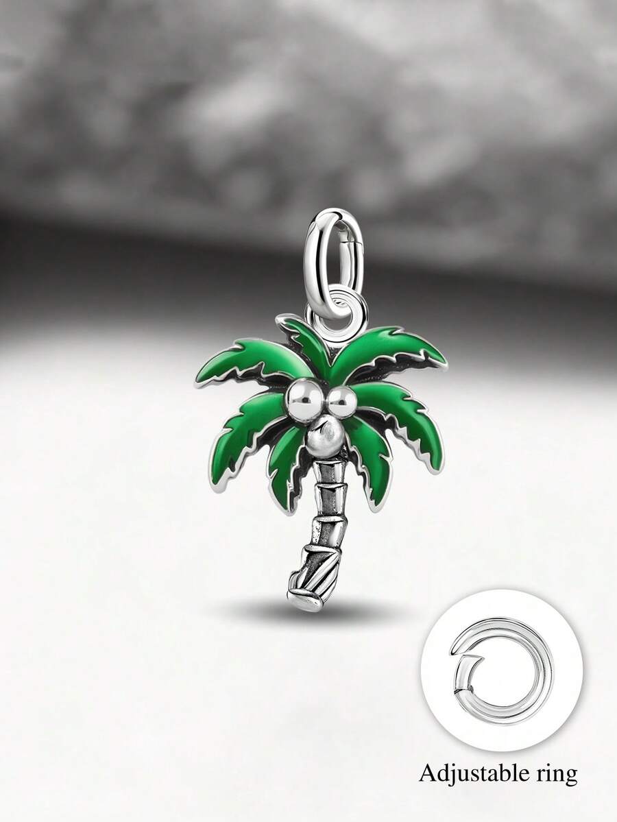 1件简约独特椰树吊坠DIY饰品，精致饰品，男女皆宜 - 款式6 - 查看 1