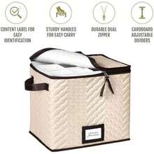 Cajas de almacenamiento con divisores de champaña – Juego de 2 – Cada una tiene capacidad para 12 vasos de hasta 9,5 cm de ancho, funda de microfibra acolchada con asas, protege el vaso, ideal para - Copa de champán - Ver 4